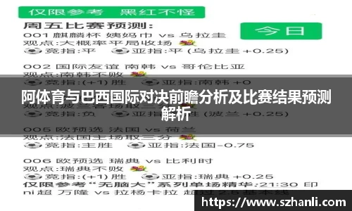 阿体育与巴西国际对决前瞻分析及比赛结果预测解析